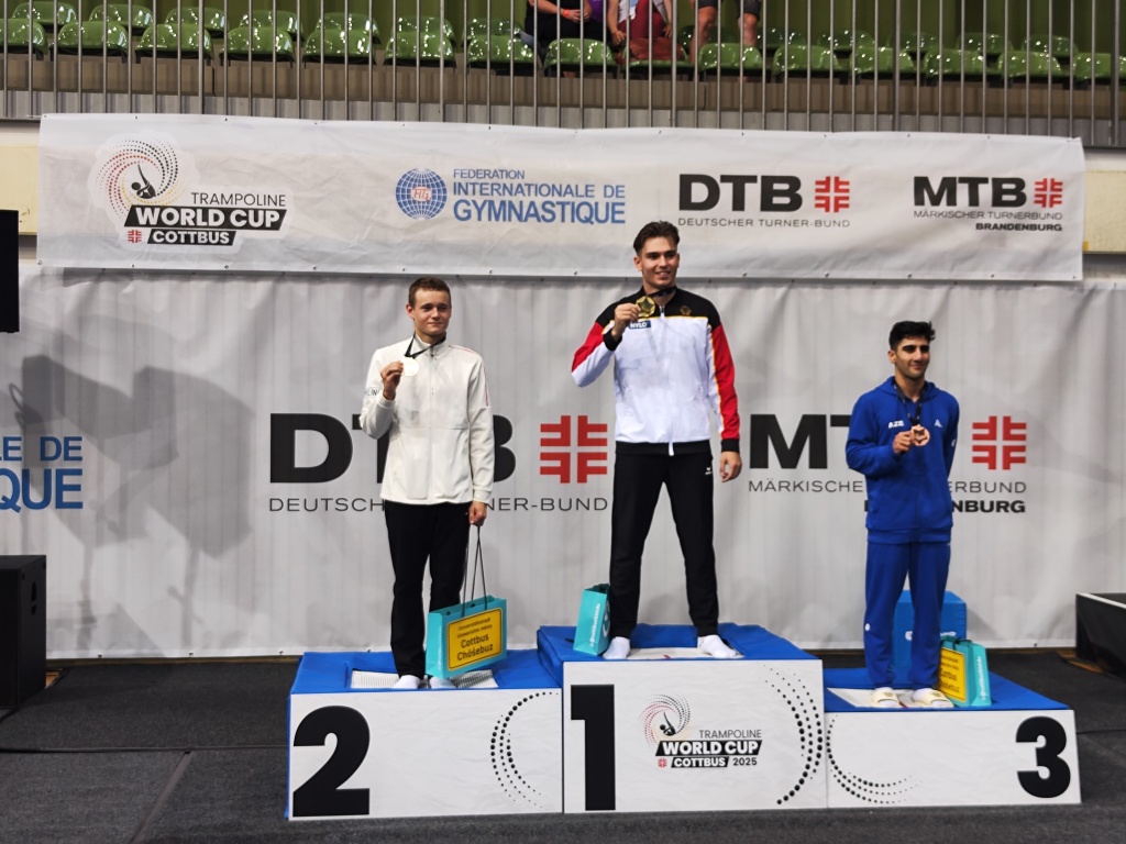 Российские гимнасты завоевали четыре медали на этапе Кубка мира по прыжкам на батуте в Котбусе Российские гимнасты завоевали четыре медали на этапе Кубка мира по прыжкам на батуте в Котбусе